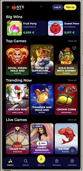 Functies van de Nyxbets Casino-app